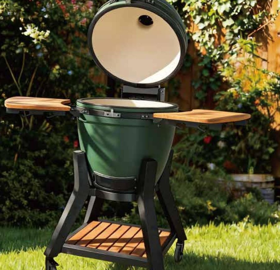 PoshBBQ Signature 21 inch kamado grill in a British garden