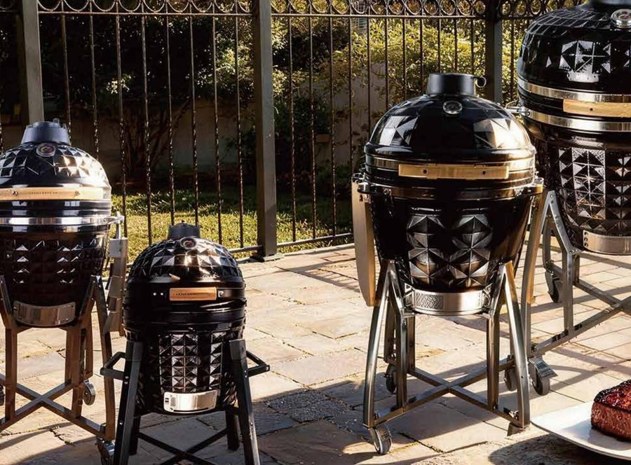 PoshBBQ Diamond 22 inch textured ceramic kamado grill